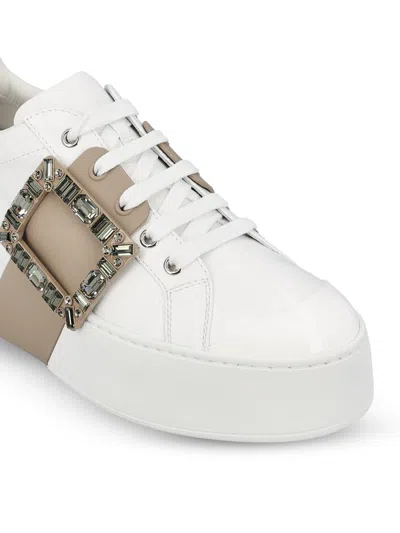 Roger Vivier Viv Skate Crystal Embellished Platform Sneaker In White