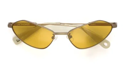 Jacquemus Bambino Metal - Matt Putty / Amber Lens Sunglasses In Yellow