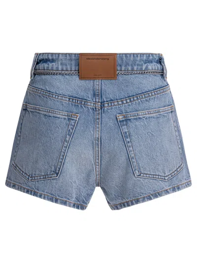 Alexander Wang High Rise Skort With Chain Belt Short Blue In Blue