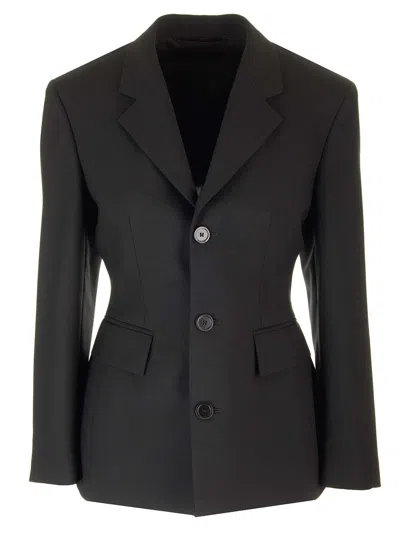 Balenciaga Single-breasted Wool Blazer In Black