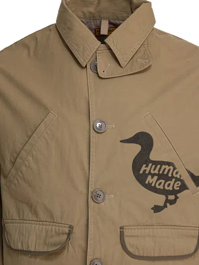 Human Made Duck-print Button-fastening Jacket In Brown