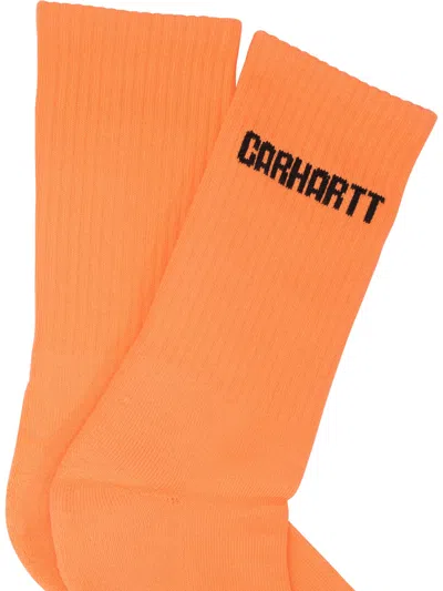 Carhartt Ribbed Cuffs Crew Socks In Orange