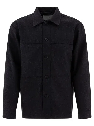 Nn07 Nn.07 "isak" Wool Blend Overshirt In Black