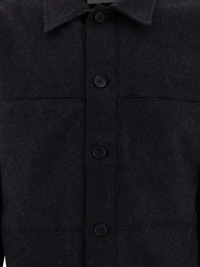 Nn07 Nn.07 "isak" Wool Blend Overshirt In Black