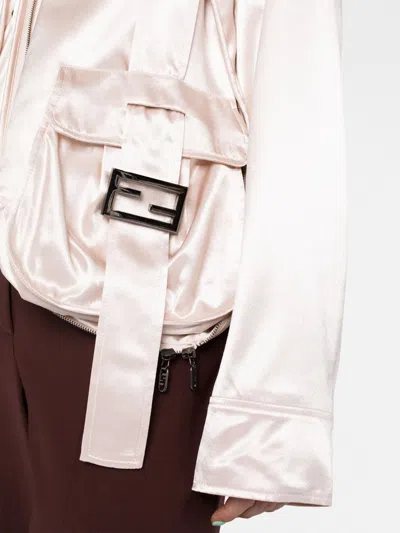 Fendi Zip-decorated Satin Jacket With Ff-buckle