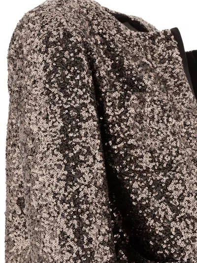 Fit F.it Cropped Sequined Jacket With Open Front In Brown