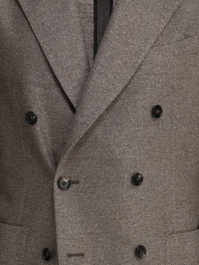 Tagliatore Double-breasted Wool And Silk Jacket In Gray