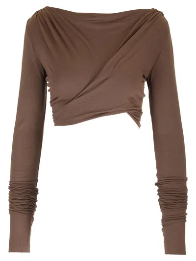 Rick Owens Jade Crop Top In Brown