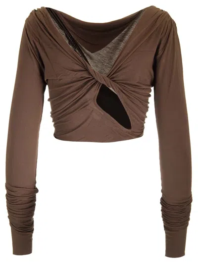 Rick Owens Jade Crop Top In Brown