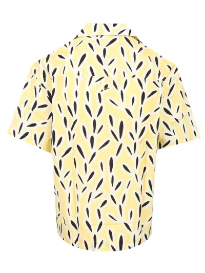 Jacquemus Yellow Cotton Jean Shirt With Playful Leaf Pattern