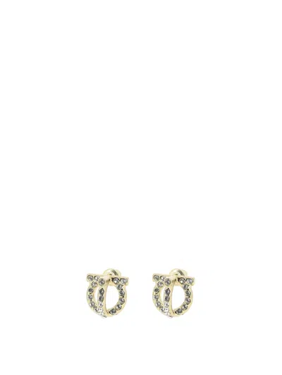 Ferragamo Crystal Embellished Stud Earrings In Gold