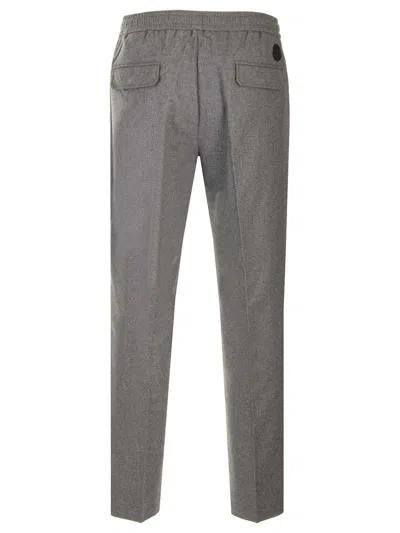 Moncler Joggers In Nylon And Cashmere Trousers Grey In Gray