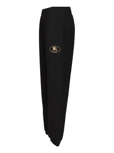 Burberry Knight Stamp Cotton Jogging Pants In Black
