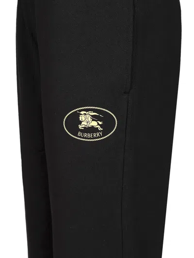 Burberry Knight Stamp Cotton Jogging Pants In Black