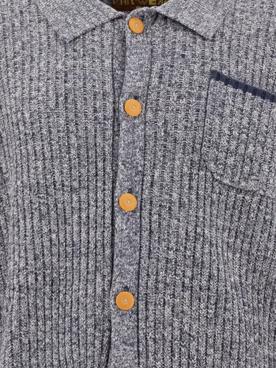 Brain Dead Knitted Buttoned Cardigan In Gray