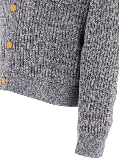 Brain Dead Knitted Buttoned Cardigan In Gray