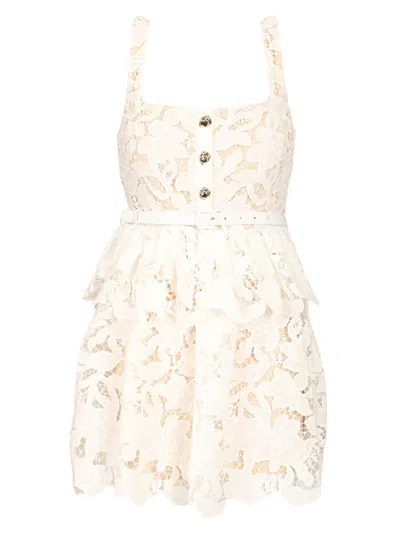 Self-portrait Self Portrait 'lace' Dress In White Polyamide Blend Women In White