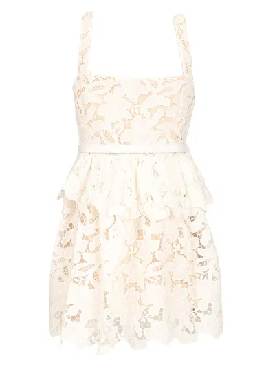 Self-portrait Self Portrait 'lace' Dress In White Polyamide Blend Women In White