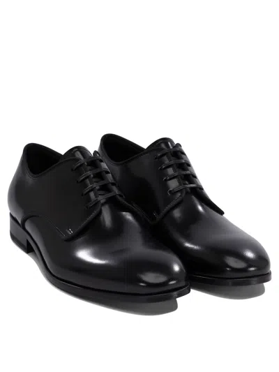 Fabi Leather Lace-up Derby Shoes In Black