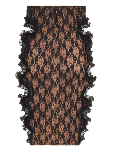 Self Portrait Residency Lace Cut Out Midi Skirt Skirts Black