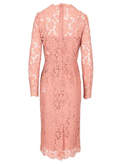 Dolce & Gabbana Lace Pencil Longuette Dress Dresses Rose