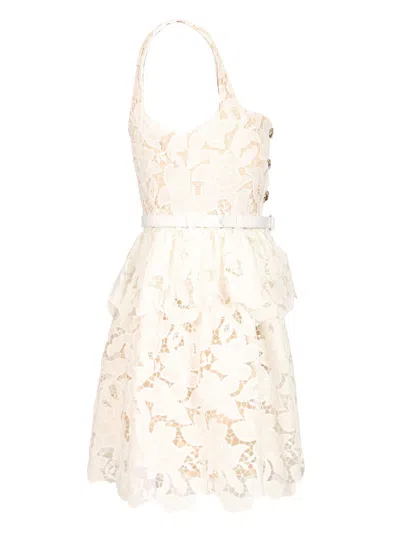 Self-portrait Self Portrait 'lace' Dress In White Polyamide Blend Women In White