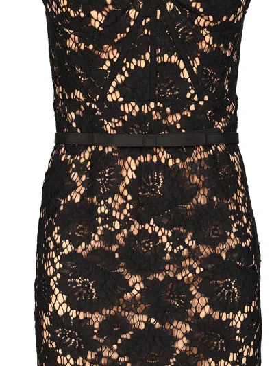 Self-portrait Black Fine Lace Midi Dress In Black