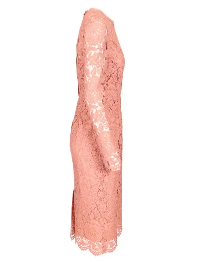 Dolce & Gabbana Lace Pencil Longuette Dress Dresses Rose