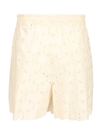 Moncler Lace Shorts Trousers White In Neutral