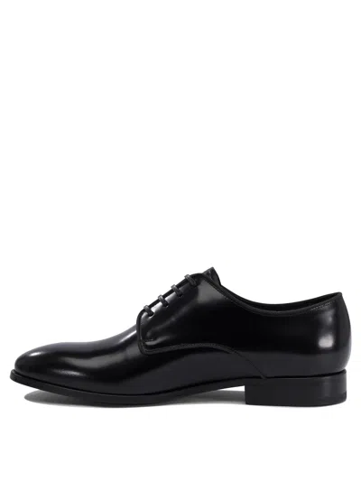 Fabi Leather Lace-up Derby Shoes In Black