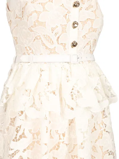 Self-portrait Self Portrait 'lace' Dress In White Polyamide Blend Women In White