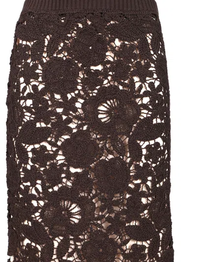 P.a.r.o.s.h . Delicate Lace Midi Skirt With Floral Patterns