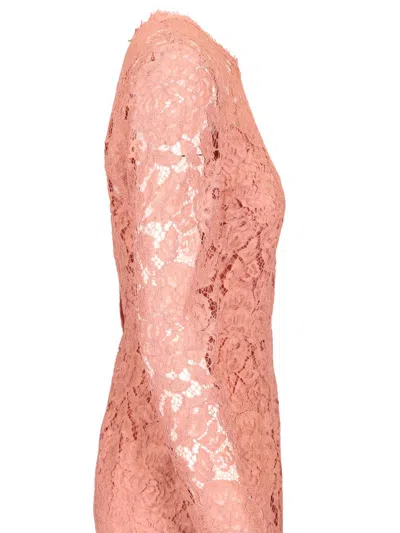 Dolce & Gabbana Lace Pencil Longuette Dress Dresses Rose