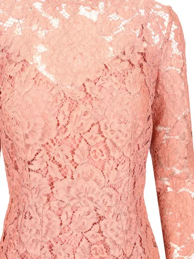 Dolce & Gabbana Lace Pencil Longuette Dress Dresses Rose