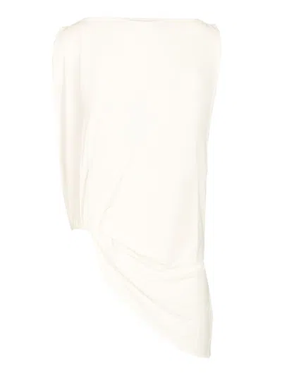 Jacquemus Le Haut Peplo White Top With Square Neck And Cut-out On The Side In Viscose Blend Woman In White