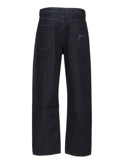 Jacquemus Denim Trousers With Belt Loops In Black