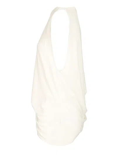 Jacquemus Le Haut Peplo White Top With Square Neck And Cut-out On The Side In Viscose Blend Woman In White