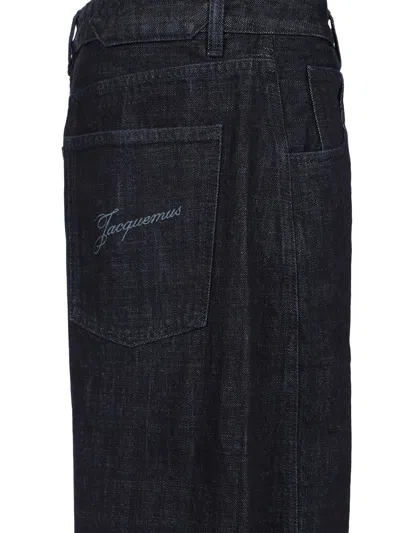 Jacquemus Denim Trousers With Belt Loops In Black