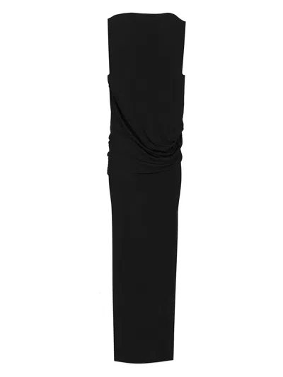 Jacquemus La Robe Peplo Black Long Dress With Square Neck And Cut-out Detail On The Side In Viscose Blend Woma In Black