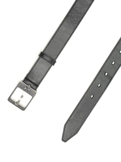 Fendi Leather Belt Belts Black In Black
