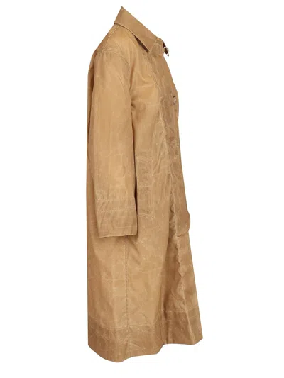 Durazzi Milano Leather Effect Raincoat Coats Beige
