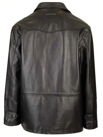 Mm6 Maison Margiela Leather Jacket Jackets Black In Black