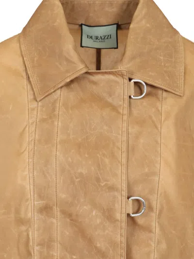 Durazzi Milano Leather Effect Raincoat Coats Beige