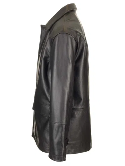 Mm6 Maison Margiela Leather Jacket Jackets Black In Black
