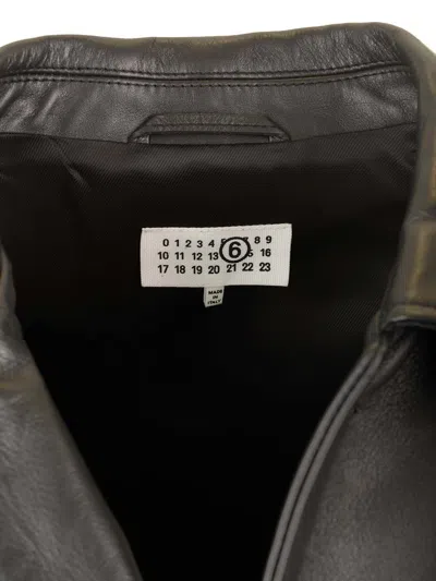 Mm6 Maison Margiela Leather Jacket Jackets Black In Black