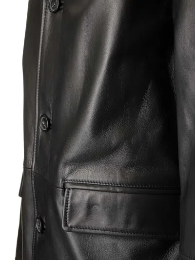 Mm6 Maison Margiela Leather Jacket Jackets Black In Black