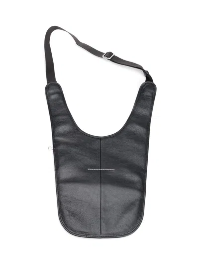 Mm6 Maison Margiela Leather Shoulder Bag Shoulder Bags Black
