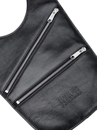 Mm6 Maison Margiela Leather Shoulder Bag Shoulder Bags Black