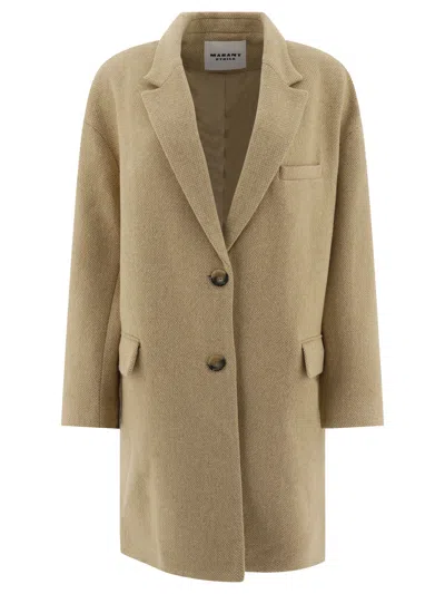 Isabel Marant Étoile Tailored Textured Fabric Coat With Back Vent In Neutral
