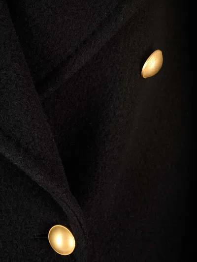 Tagliatore Navy Blue Double-breasted Coat In Black